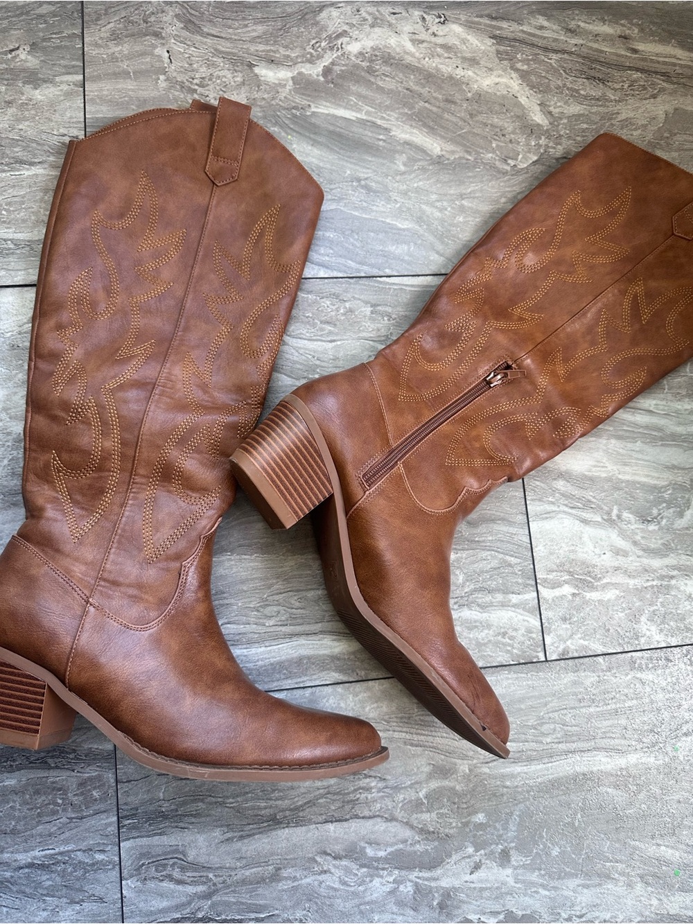 Athlefit Brown Western Knee High Boots Women’s Size 8.5 Cowboy Riding Boots